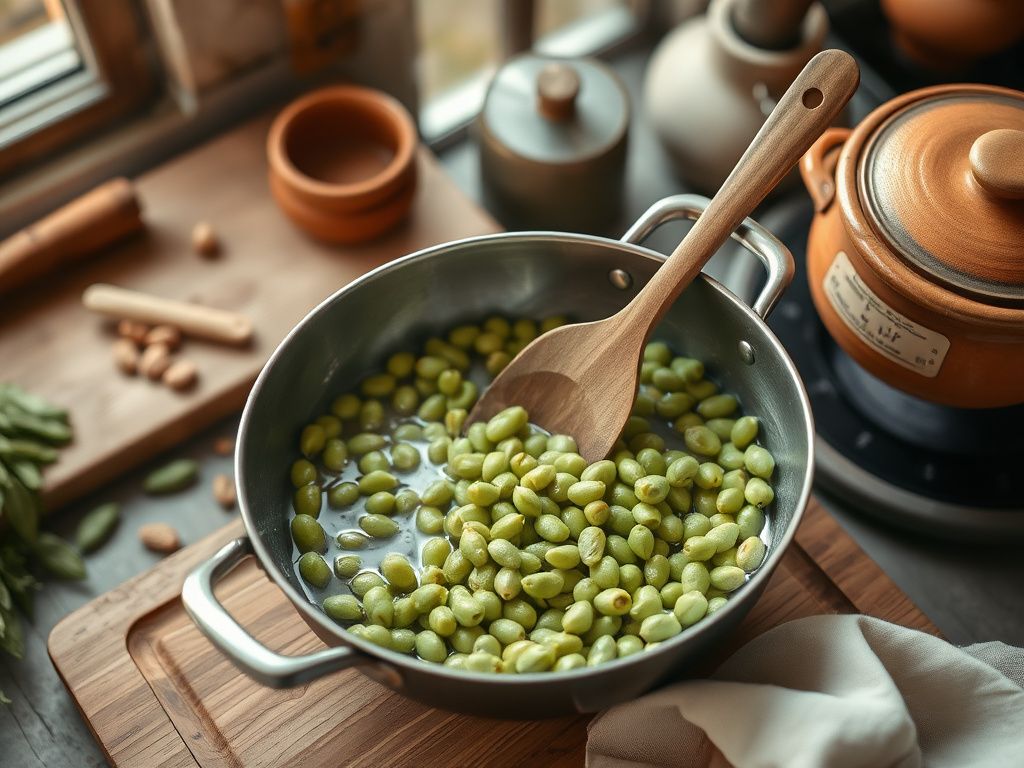 Calentar el edamame